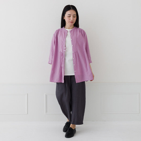【crea delice】麻混嫘縈七分袖長版襯衫 Japan E-Shop