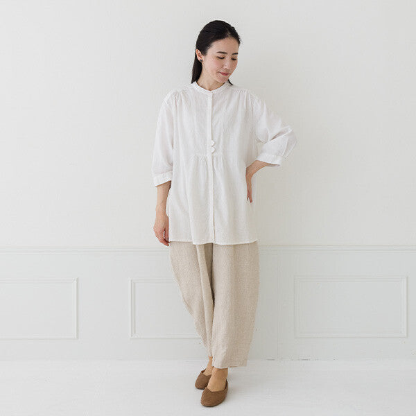 【crea delice】麻混嫘縈七分袖長版襯衫 Japan E-Shop