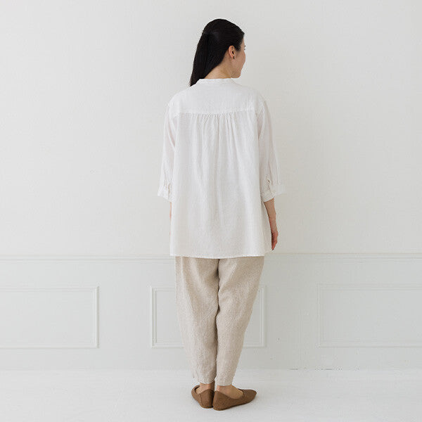 【crea delice】麻混嫘縈七分袖長版襯衫 Japan E-Shop
