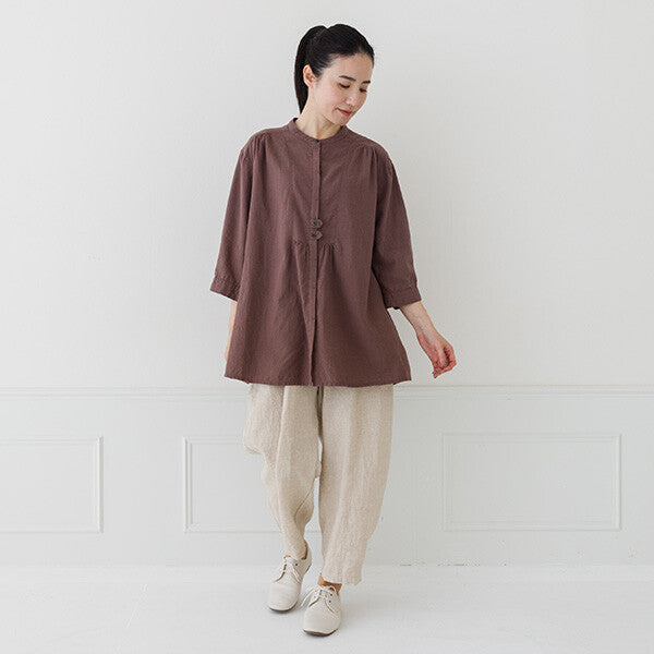 【crea delice】麻混嫘縈七分袖長版襯衫 Japan E-Shop