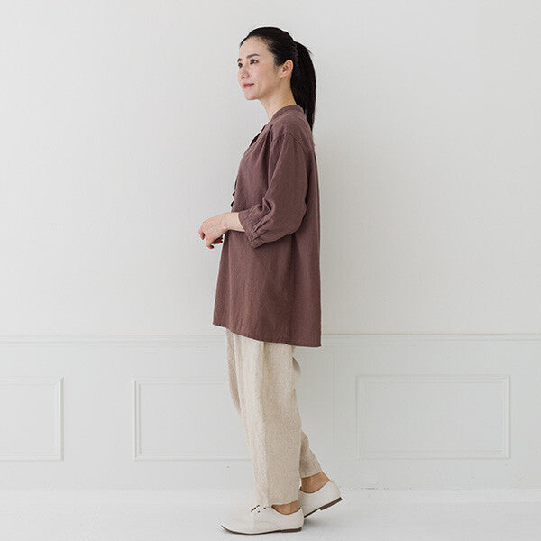 【crea delice】麻混嫘縈七分袖長版襯衫 Japan E-Shop