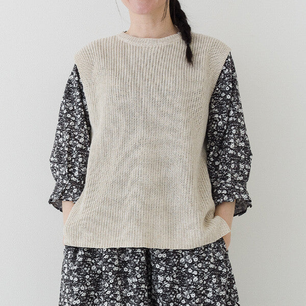 【crea delice】亞麻混紡日常剪裁針織背心 Japan E-Shop