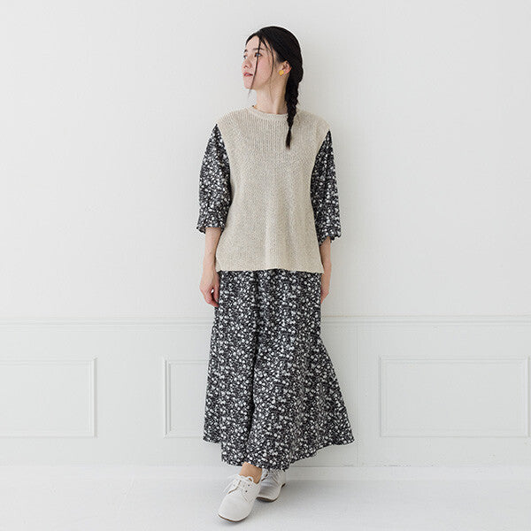【crea delice】亞麻混紡日常剪裁針織背心 Japan E-Shop