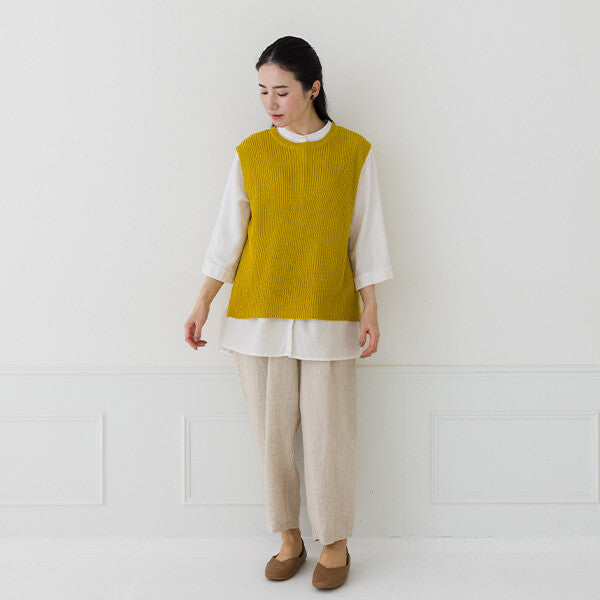 【crea delice】亞麻混紡日常剪裁針織背心 Japan E-Shop
