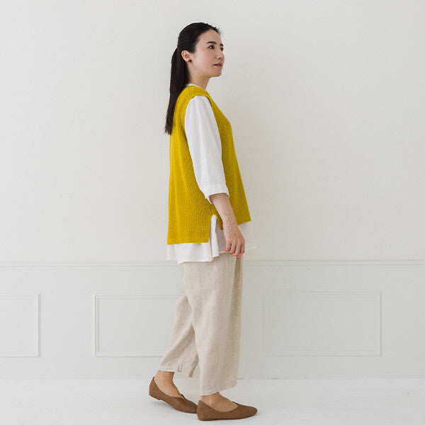 【crea delice】亞麻混紡日常剪裁針織背心 Japan E-Shop