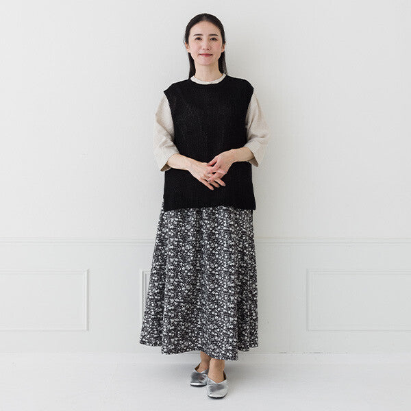 【crea delice】亞麻混紡日常剪裁針織背心 Japan E-Shop