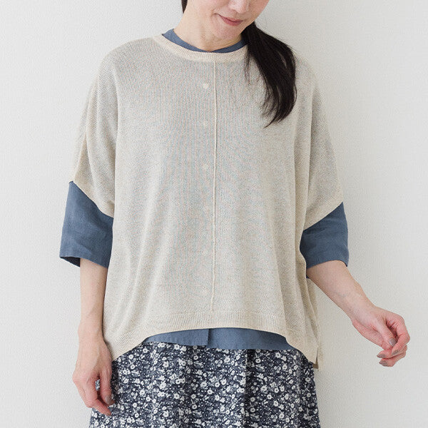 【crea delice】亞麻混紡寬版針織背心 Japan E-Shop
