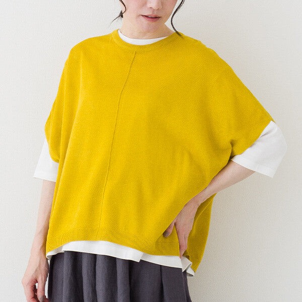 【crea delice】亞麻混紡寬版針織背心 Japan E-Shop