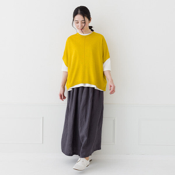 【crea delice】亞麻混紡寬版針織背心 Japan E-Shop