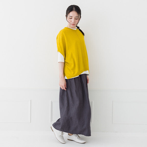 【crea delice】亞麻混紡寬版針織背心 Japan E-Shop