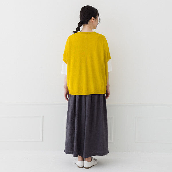 【crea delice】亞麻混紡寬版針織背心 Japan E-Shop