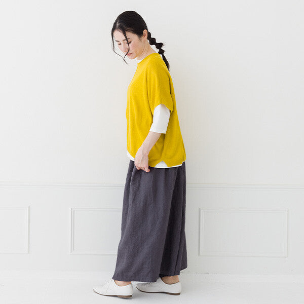 【crea delice】亞麻混紡寬版針織背心 Japan E-Shop