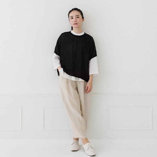 【crea delice】亞麻混紡寬版針織背心 Japan E-Shop