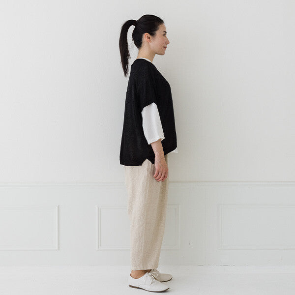 【crea delice】亞麻混紡寬版針織背心 Japan E-Shop