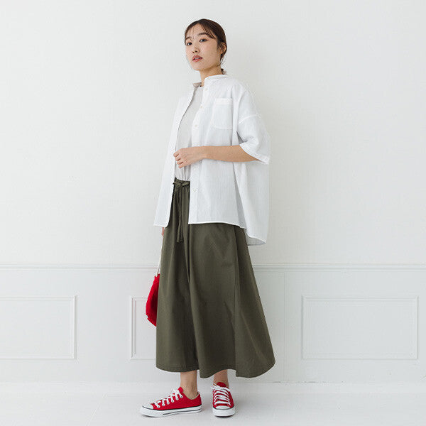 【kermu】棉質多臂布後背抓褶寬版襯衫 Japan E-Shop