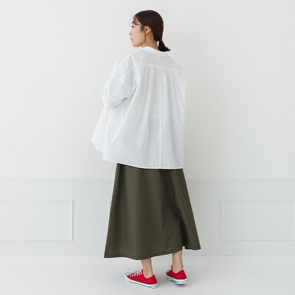 【kermu】棉質多臂布後背抓褶寬版襯衫 Japan E-Shop