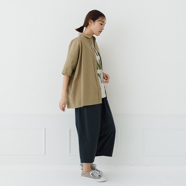 【kermu】棉質多臂布後背抓褶寬版襯衫 Japan E-Shop
