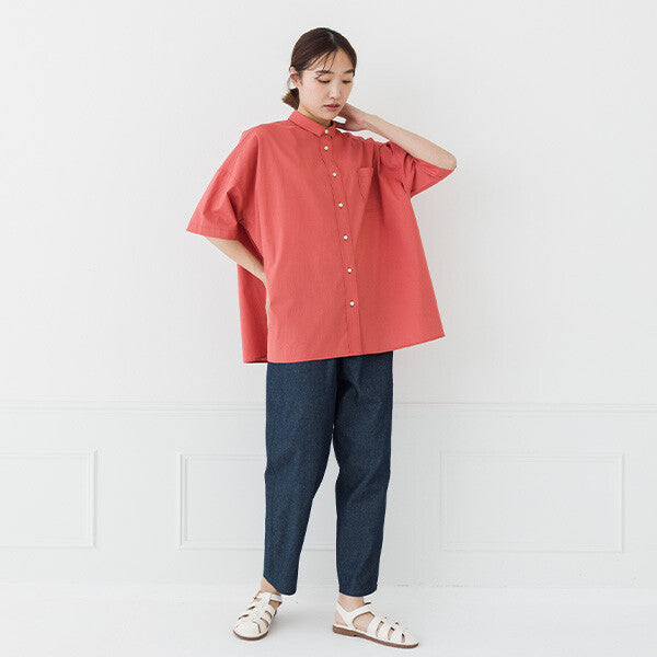 【kermu】棉質多臂布後背抓褶寬版襯衫 Japan E-Shop