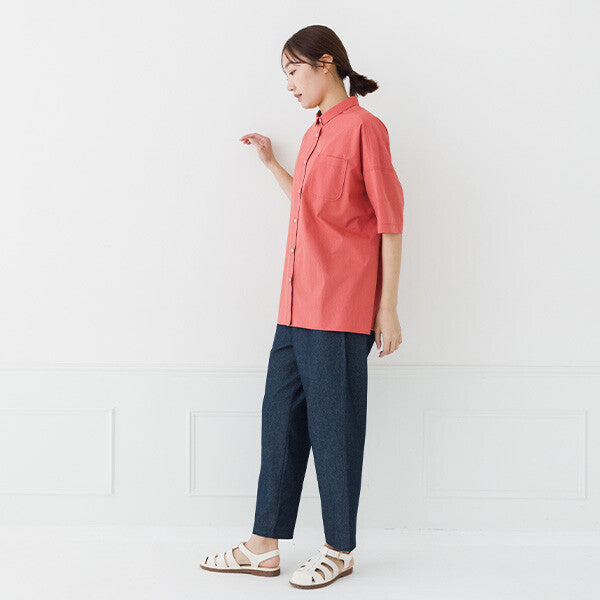 【kermu】棉質多臂布後背抓褶寬版襯衫 Japan E-Shop