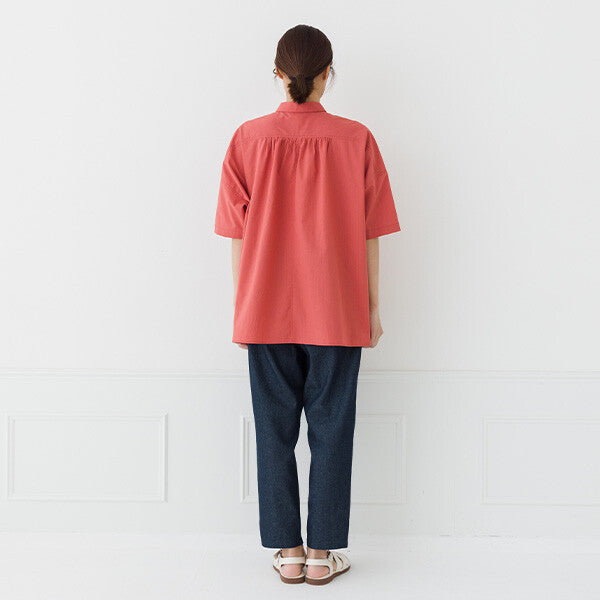 【kermu】棉質多臂布後背抓褶寬版襯衫 Japan E-Shop