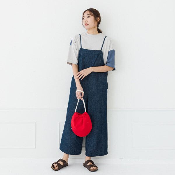 【kermu】6安士丹寧日常剪裁吊帶連身褲 Japan E-Shop