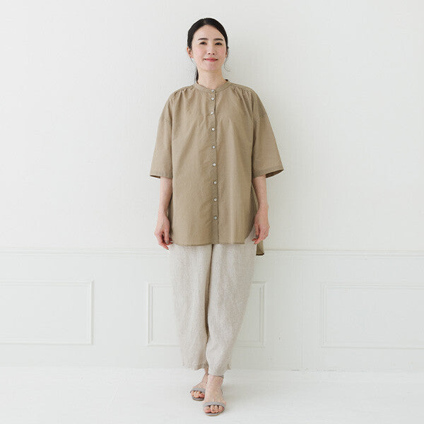 【crea delice】棉尼龍抓褶長版上衣 Japan E-Shop