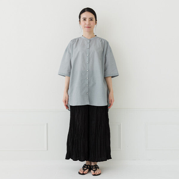 【crea delice】棉尼龍抓褶長版上衣 Japan E-Shop