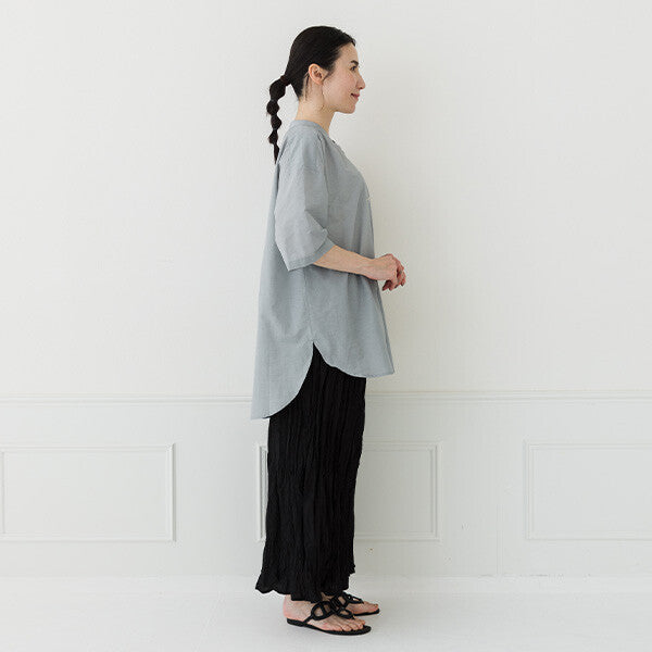 【crea delice】棉尼龍抓褶長版上衣 Japan E-Shop