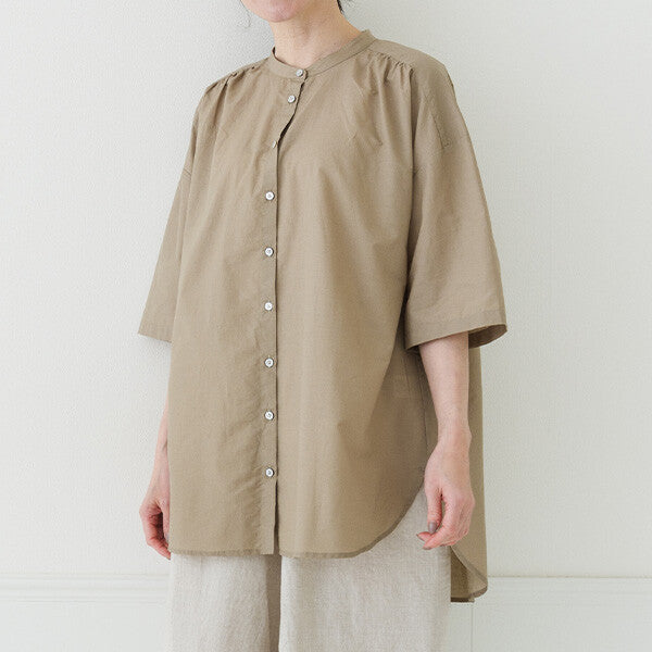 【crea delice】棉尼龍抓褶長版上衣 Japan E-Shop