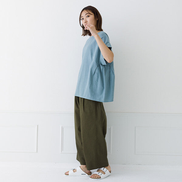【kermu】皺褶棉側打褶寬版上衣 Japan E-Shop