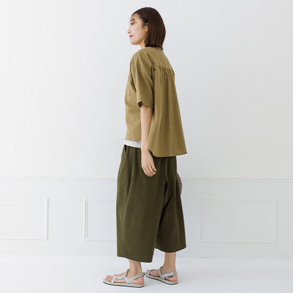 【kermu】皺褶棉寬版立領襯衫 Japan E-Shop