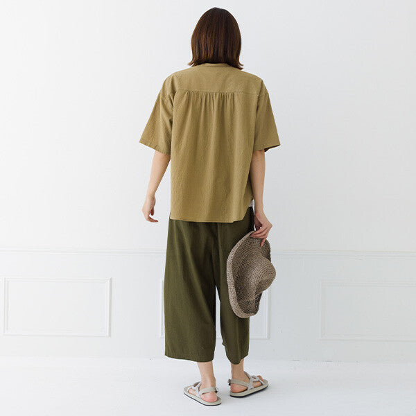 【kermu】皺褶棉寬版立領襯衫 Japan E-Shop