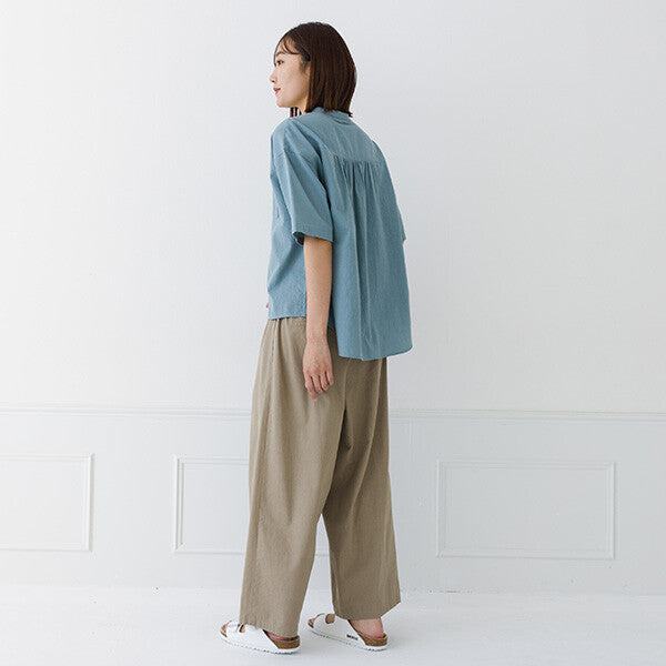 【kermu】皺褶棉寬版立領襯衫 Japan E-Shop