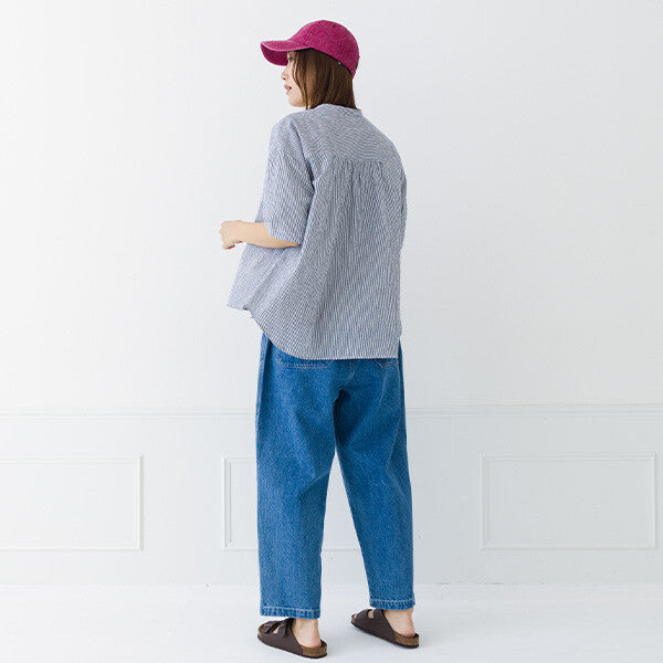 【kermu】皺褶棉寬版立領襯衫 Japan E-Shop
