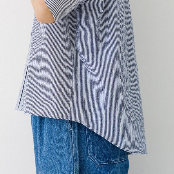 【kermu】皺褶棉寬版立領襯衫 Japan E-Shop