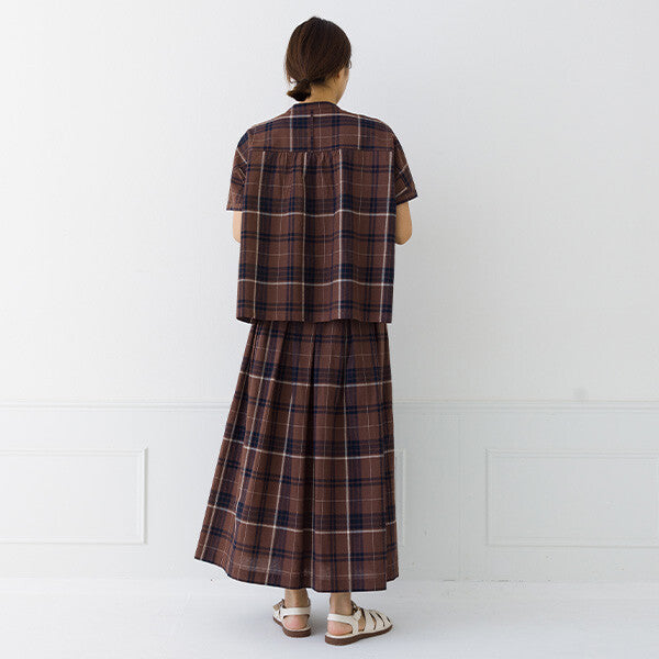 【kermu】棉麻格紋寬版蝙蝠袖襯衫 Japan E-Shop