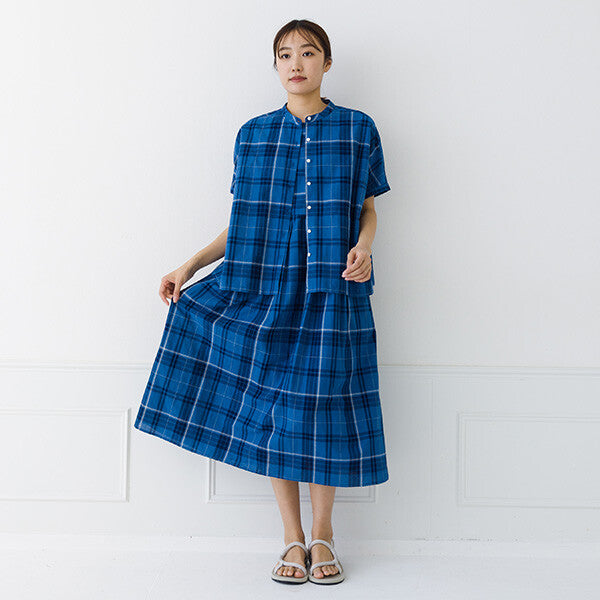 【kermu】棉麻格紋寬版蝙蝠袖襯衫 Japan E-Shop