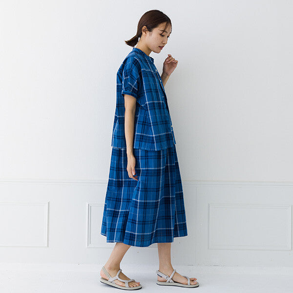 【kermu】棉麻格紋寬版蝙蝠袖襯衫 Japan E-Shop