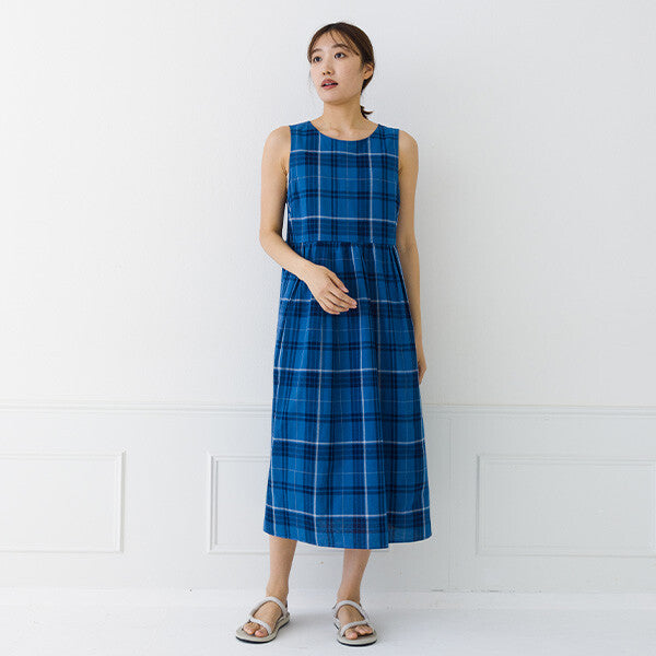 【kermu】棉麻格紋無袖洋裝 Japan E-Shop