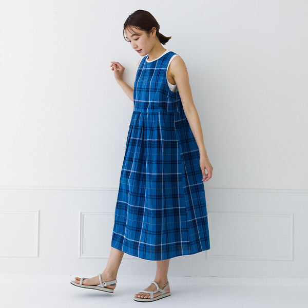【kermu】棉麻格紋無袖洋裝 Japan E-Shop