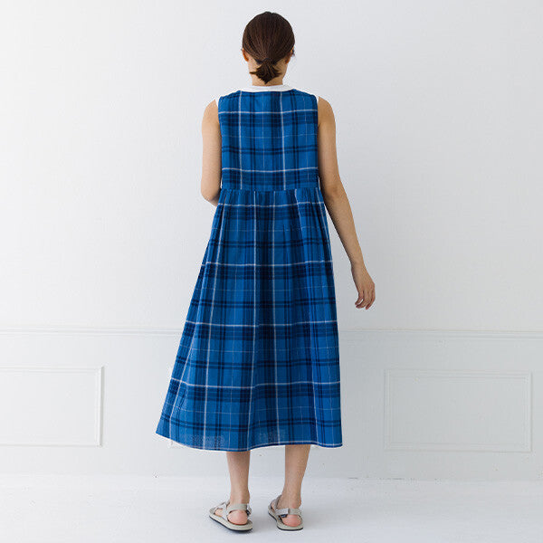 【kermu】棉麻格紋無袖洋裝 Japan E-Shop