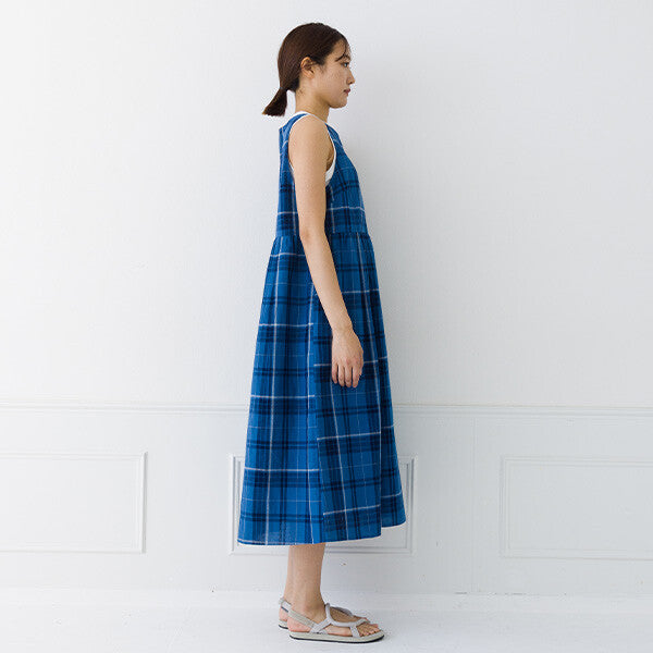 【kermu】棉麻格紋無袖洋裝 Japan E-Shop