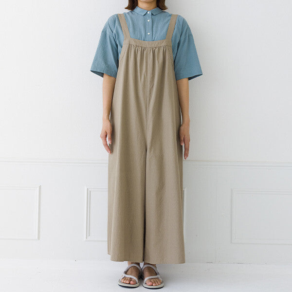 【kermu】純棉打褶吊帶連身褲 Japan E-Shop
