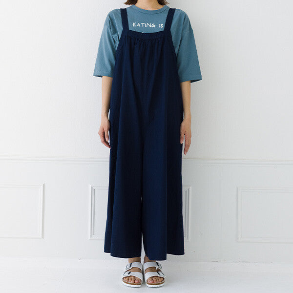 【kermu】純棉打褶吊帶連身褲 Japan E-Shop