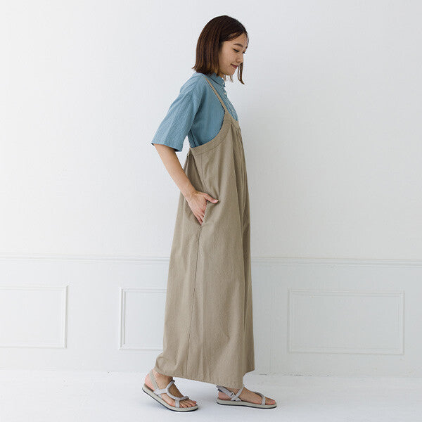 【kermu】純棉打褶吊帶連身褲 Japan E-Shop