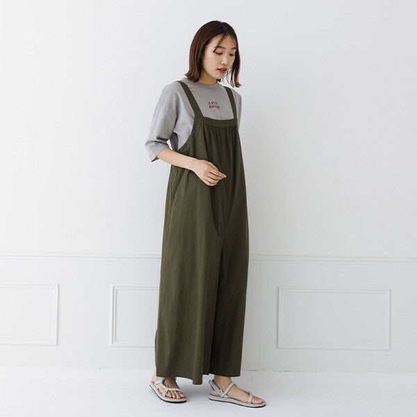 【kermu】純棉打褶吊帶連身褲 Japan E-Shop