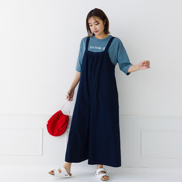 【kermu】純棉打褶吊帶連身褲 Japan E-Shop