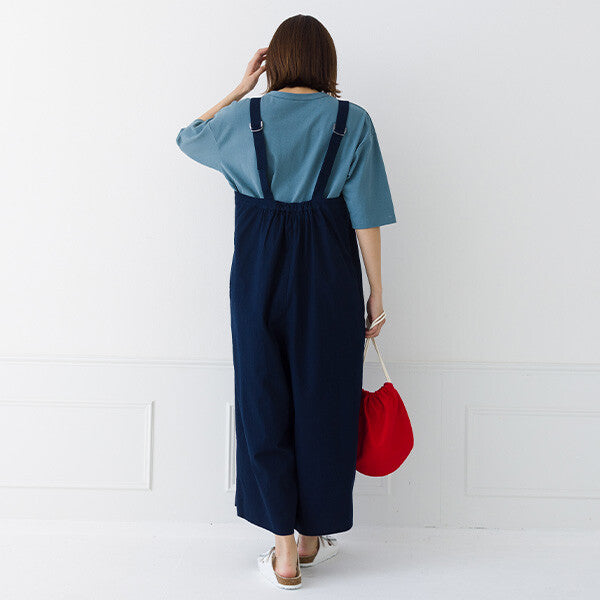 【kermu】純棉打褶吊帶連身褲 Japan E-Shop
