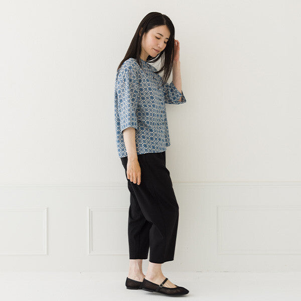 【crea delice】棉麻滿版印花立領上衣 Japan E-Shop