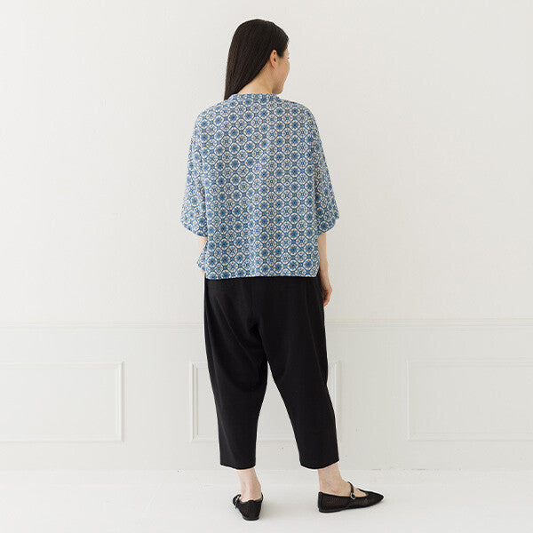 【crea delice】棉麻滿版印花立領上衣 Japan E-Shop